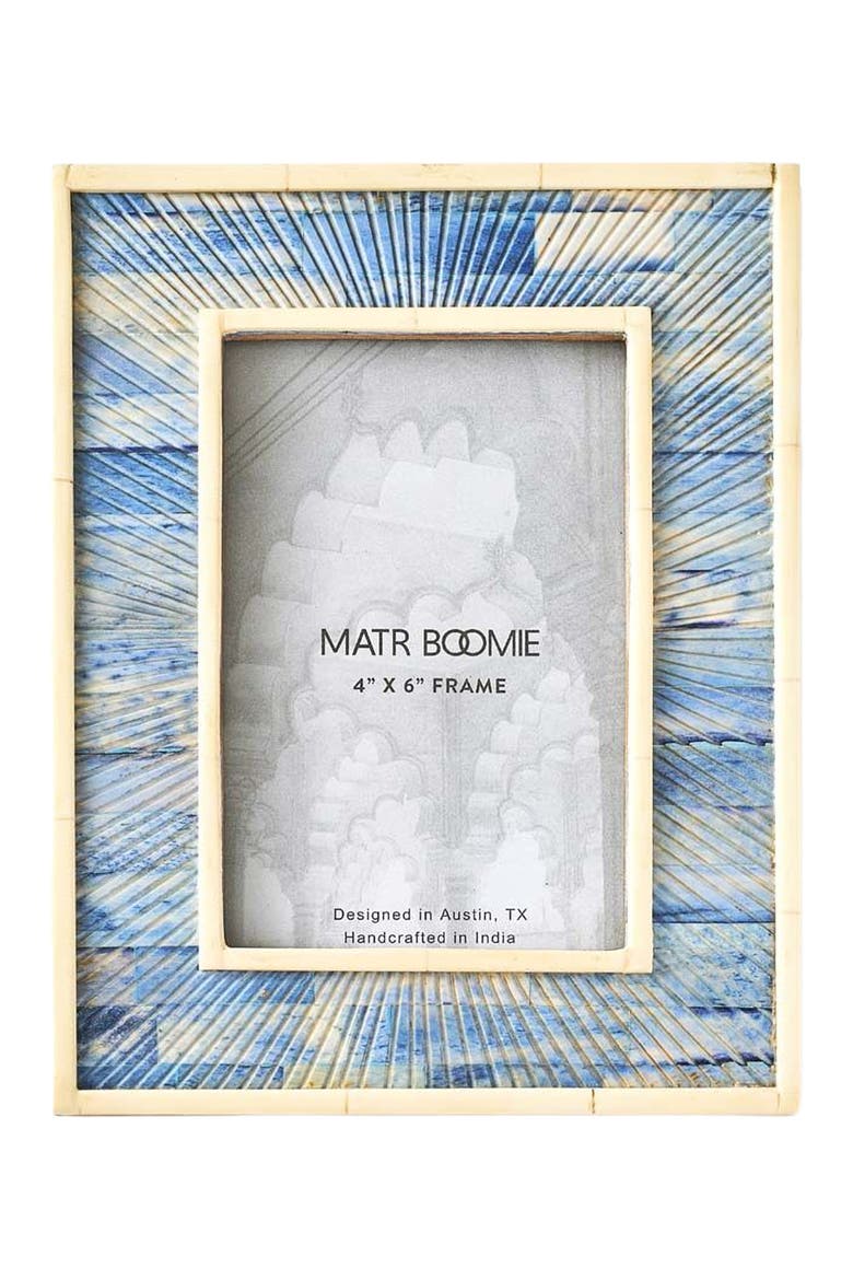 Neela Picture Frame - Carved Bone, Main, color, Blue - 4x6