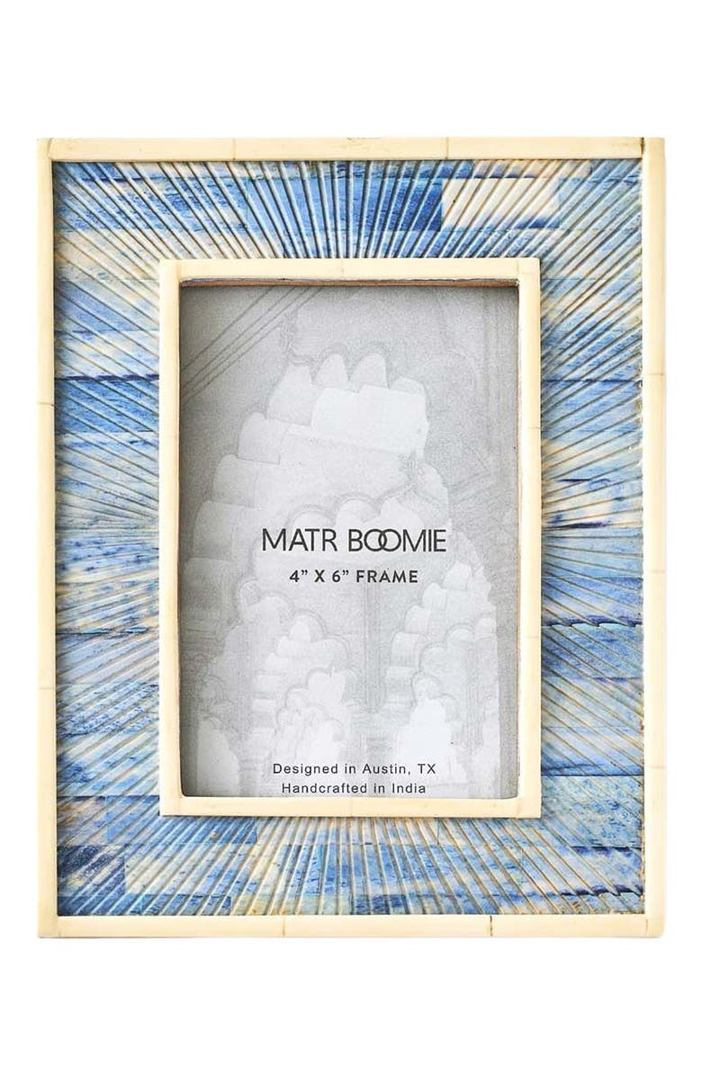 Matr Boomie Neela Picture Frame - Carved Bone, Main, color, Blue - 4X6