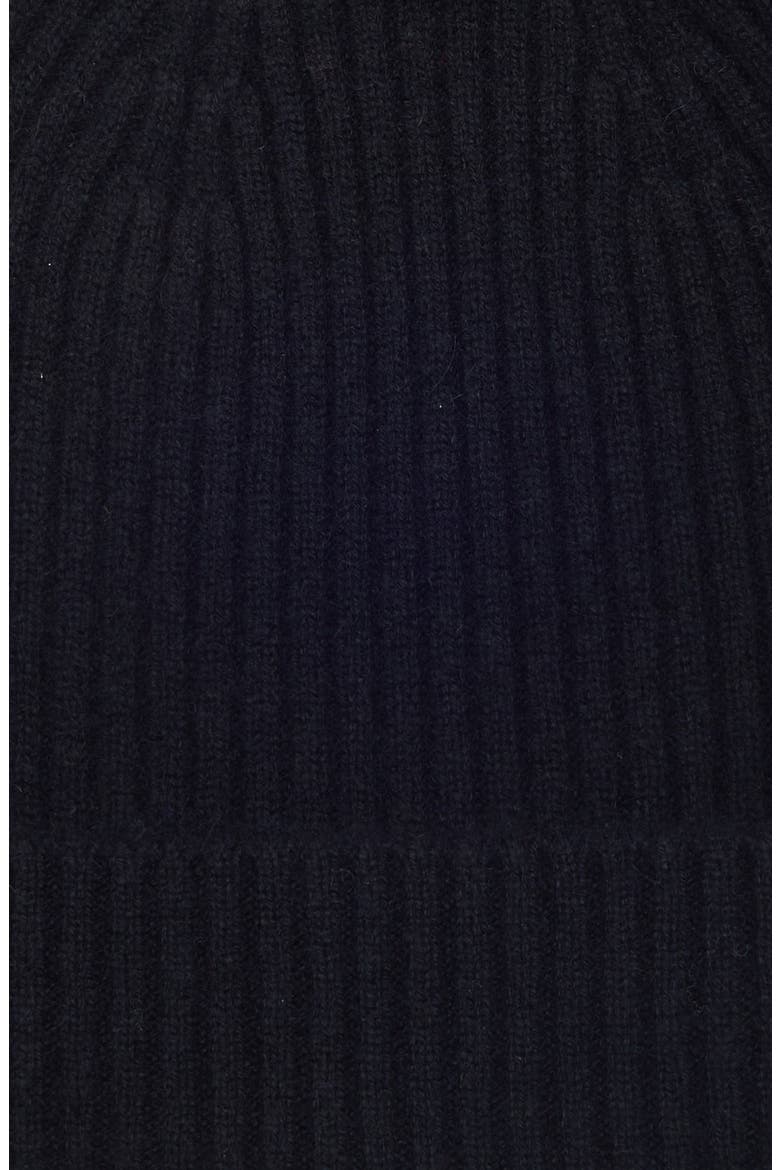 Cashmere Rib Cuff Beanie, Alternate, color, BLACK ROCK