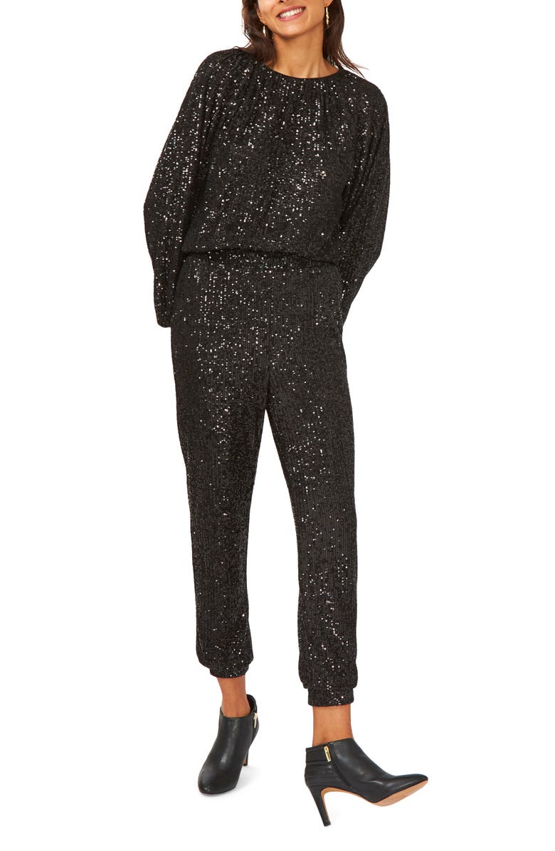 Vince Camuto Balloon Sleeve Sequin Blouse, Alternate, color, 