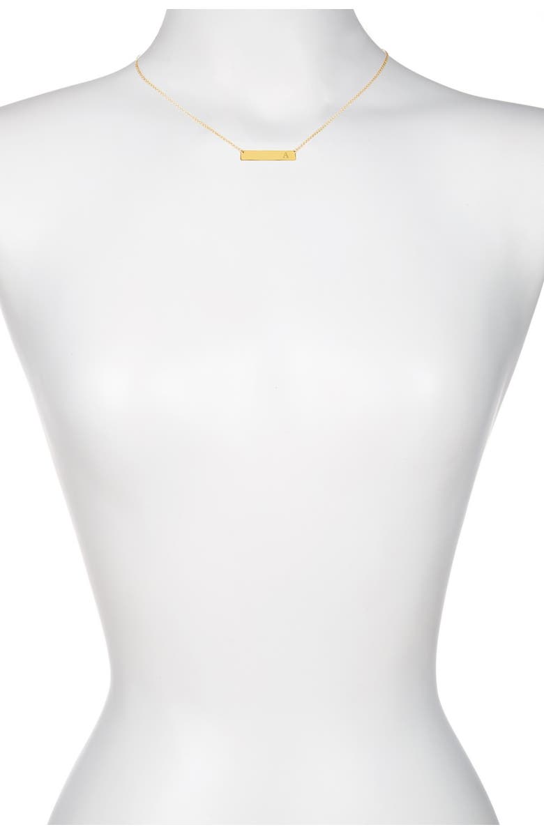 Sterling Forever 14K Yellow Gold Vermeil Bar Initial Necklace - Multiple Letters Available, Alternate, color,