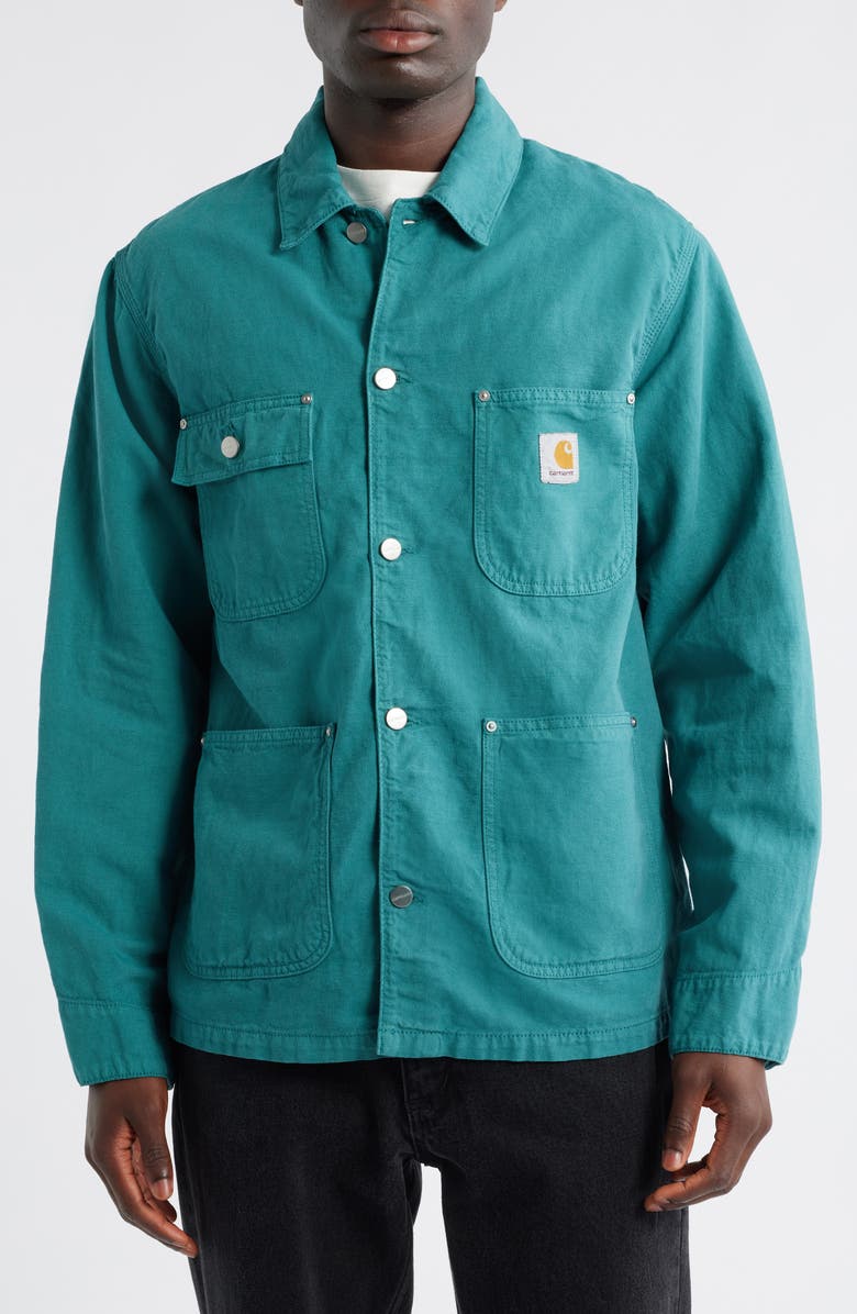 Carhartt Work In Progress Walter Cotton & Linen Canvas Chore Coat, Alternate, color, Saguaro (Garment Dyed)