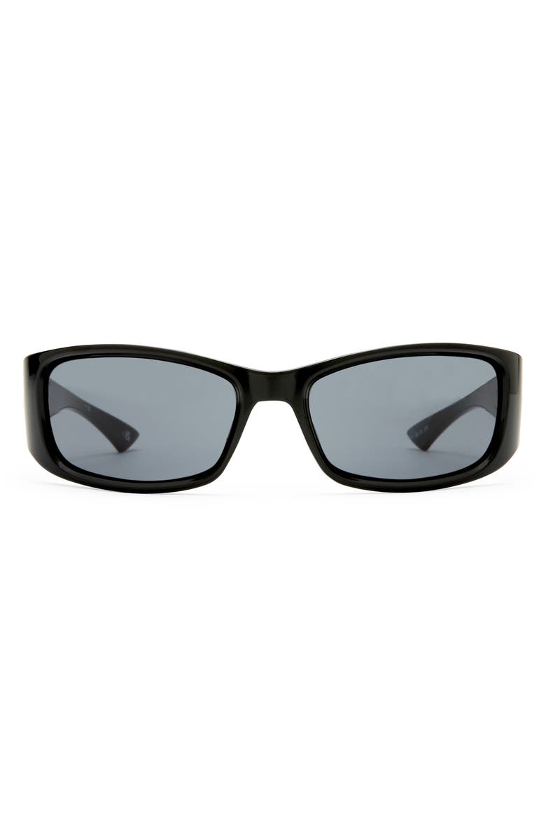 Le Specs Du Jour 60mm Rectangular Sunglasses, Main, color, Black / Smoke Mono