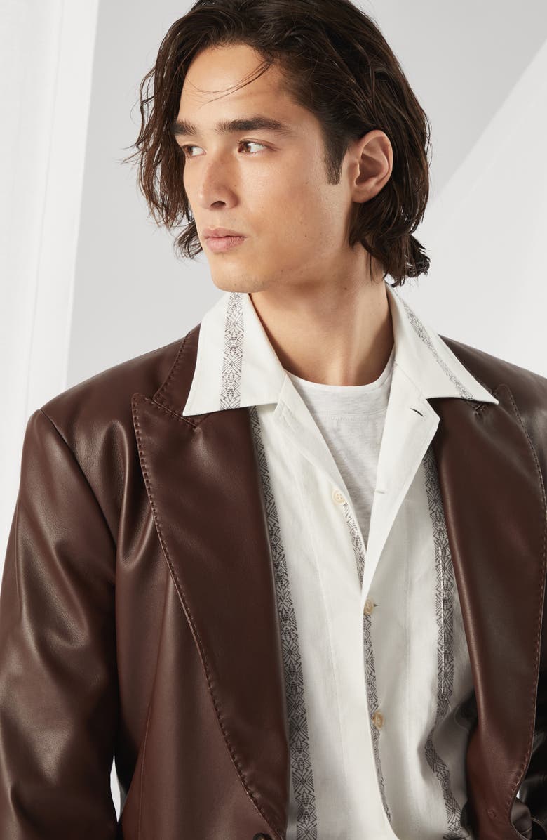 Brunello Cucinelli Nappa leather blazer, Alternate, color, 