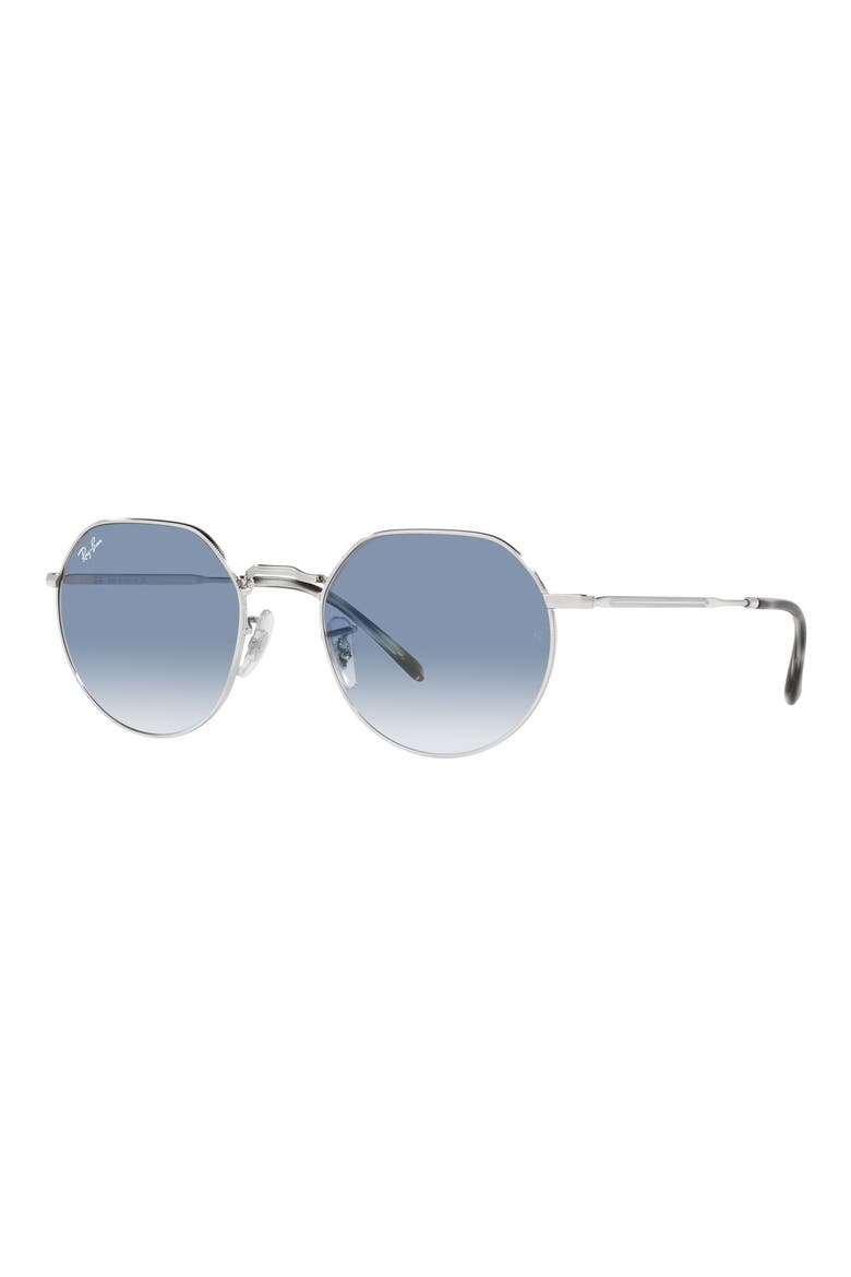 Jack 53mm Round Sunglasses, Alternate, color, SILVER / CLEAR GRADIENT BLUE