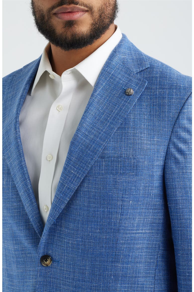 Morton Contemporary Fit Blue Slub Wool & Silk Blend Sport Coat, Alternate, color, BLUE