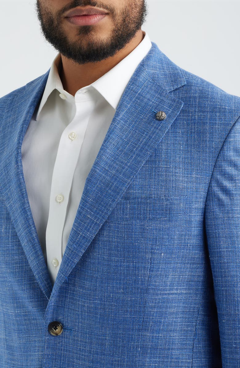 Jack Victor Morton Contemporary Fit Blue Slub Wool & Silk Blend Sport Coat, Alternate, color, Blue