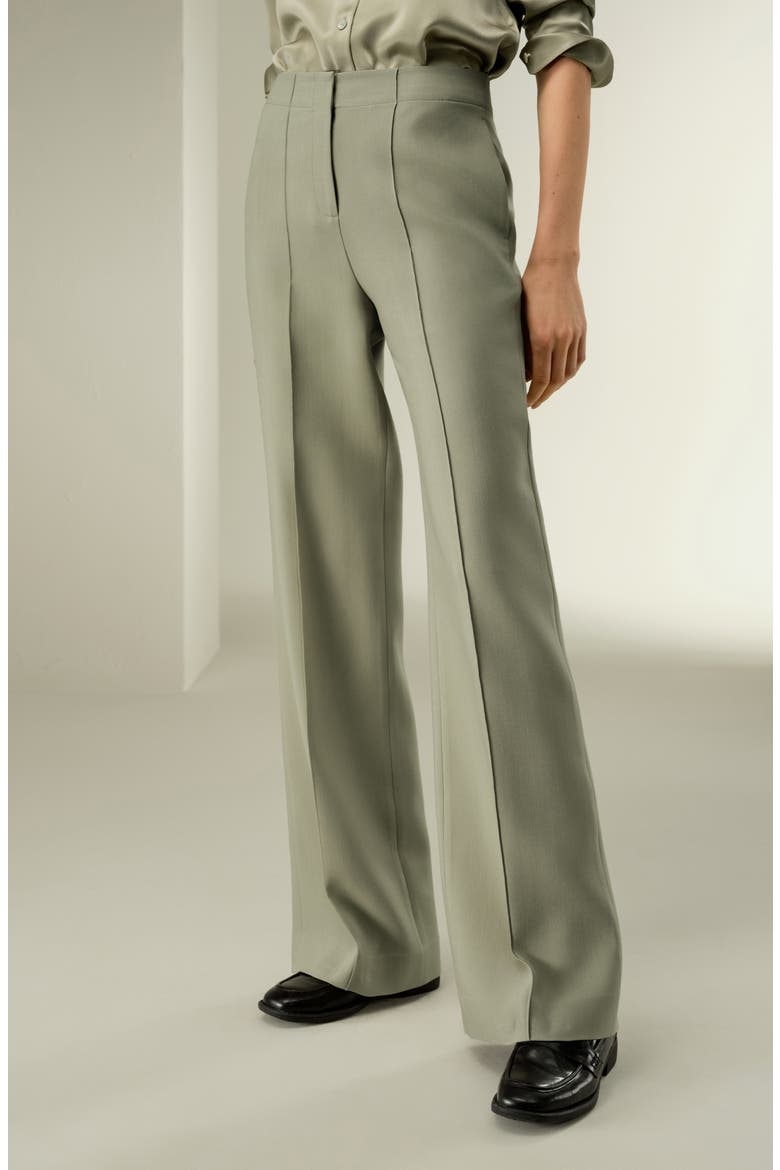 Women's Silk-Wool Twill Flare Pants, Alternate, color, Laurel Oak