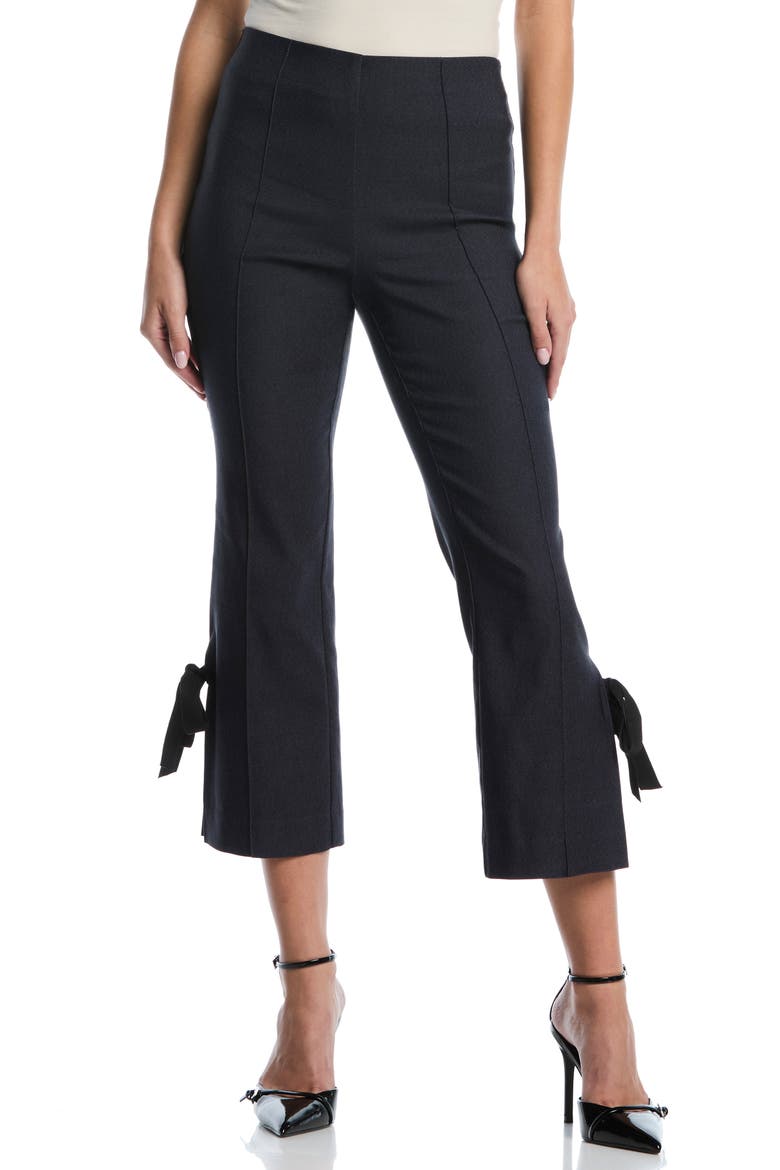 Bow Trim Crop Bootcut Pants, Main, color, DARK INDIGO