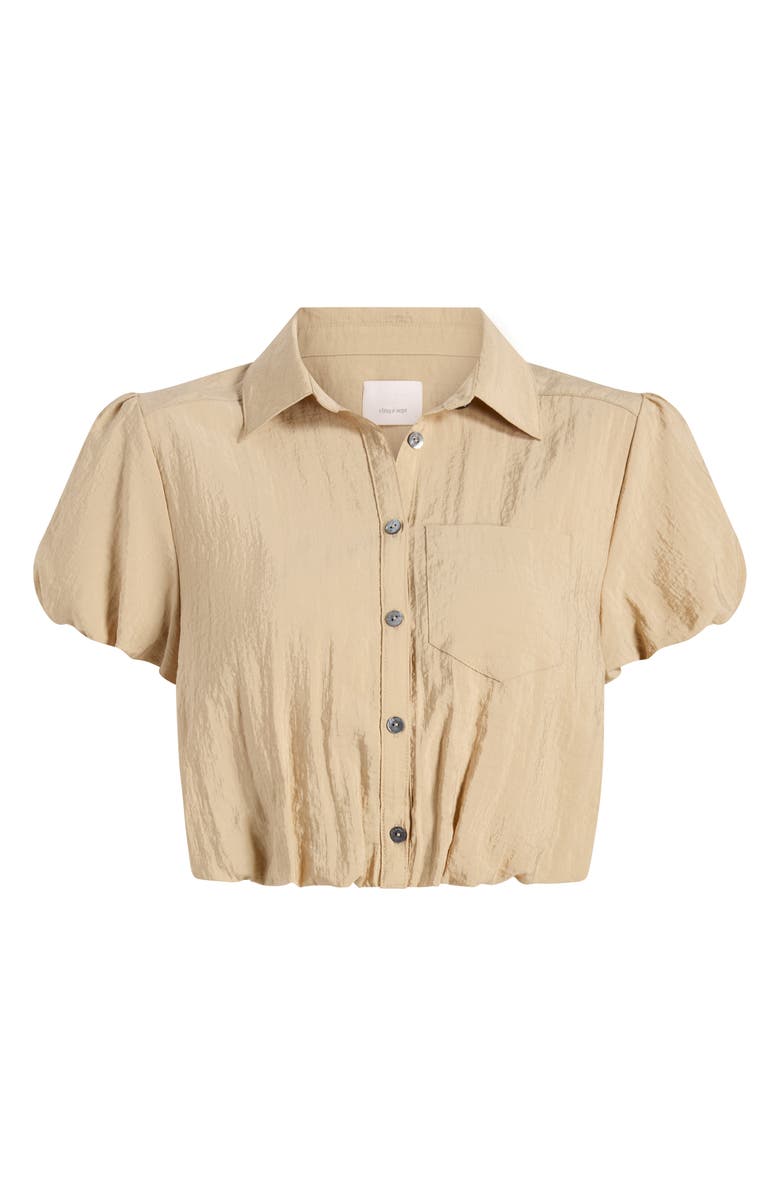 Cinq à Sept Allinae Button Up Crop Top, Alternate, color, Khaki