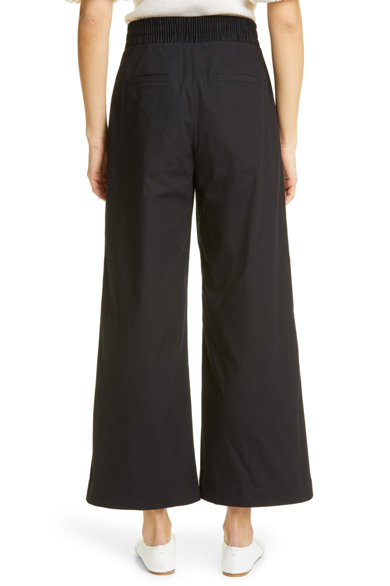 Piedra Pintuck Stretch Twill Wide Leg Ankle Pants, Alternate, color, BLACK