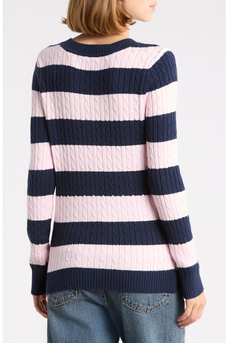 Stripe V-Neck Sweater, Alternate, color, NAVY BLAZER COMBO