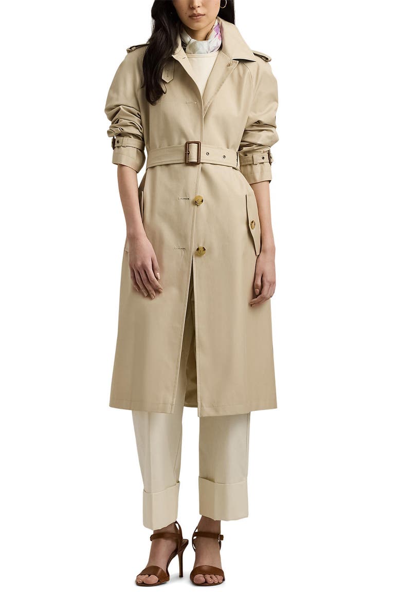 Belted Single Breasted Trench Coat, Main, color, BIRCH TAN