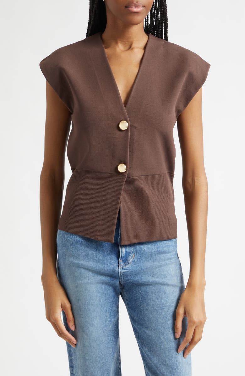 Veronica Beard Isador Sweater Vest, Main, color, Dark Mocha