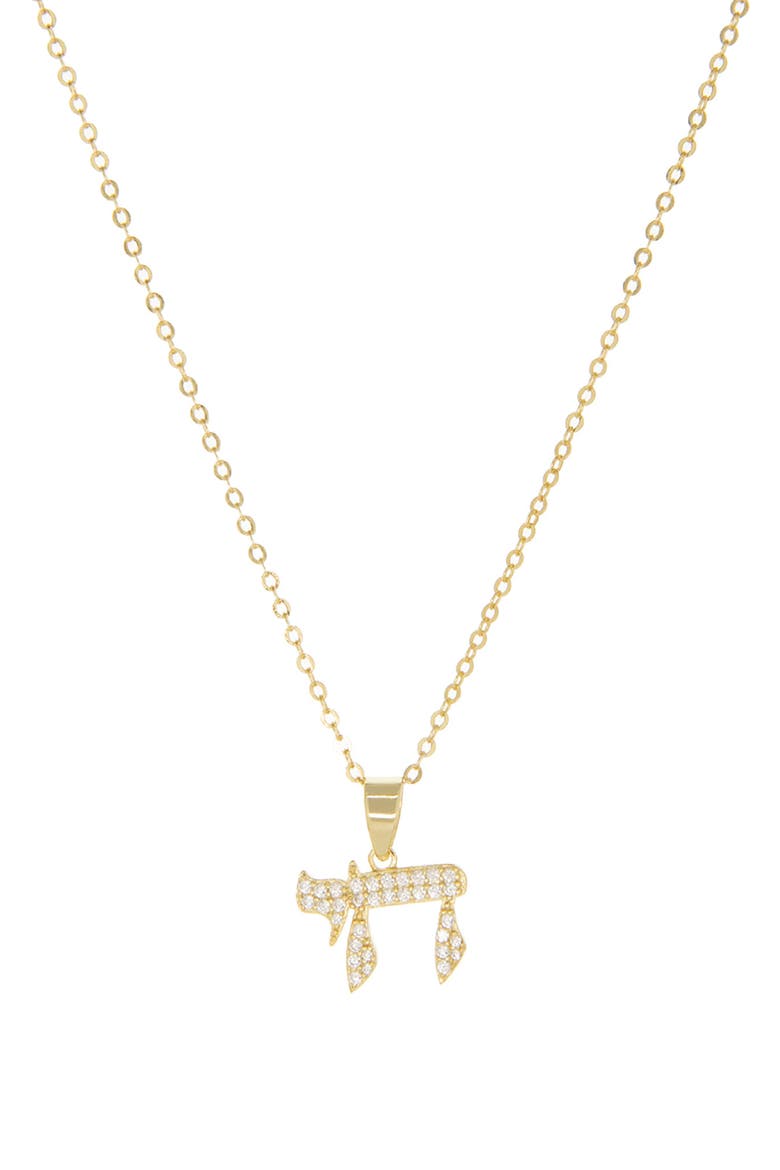 Cubic Zirconia Chai Pendant Necklace, Main, color, GOLD PLATED