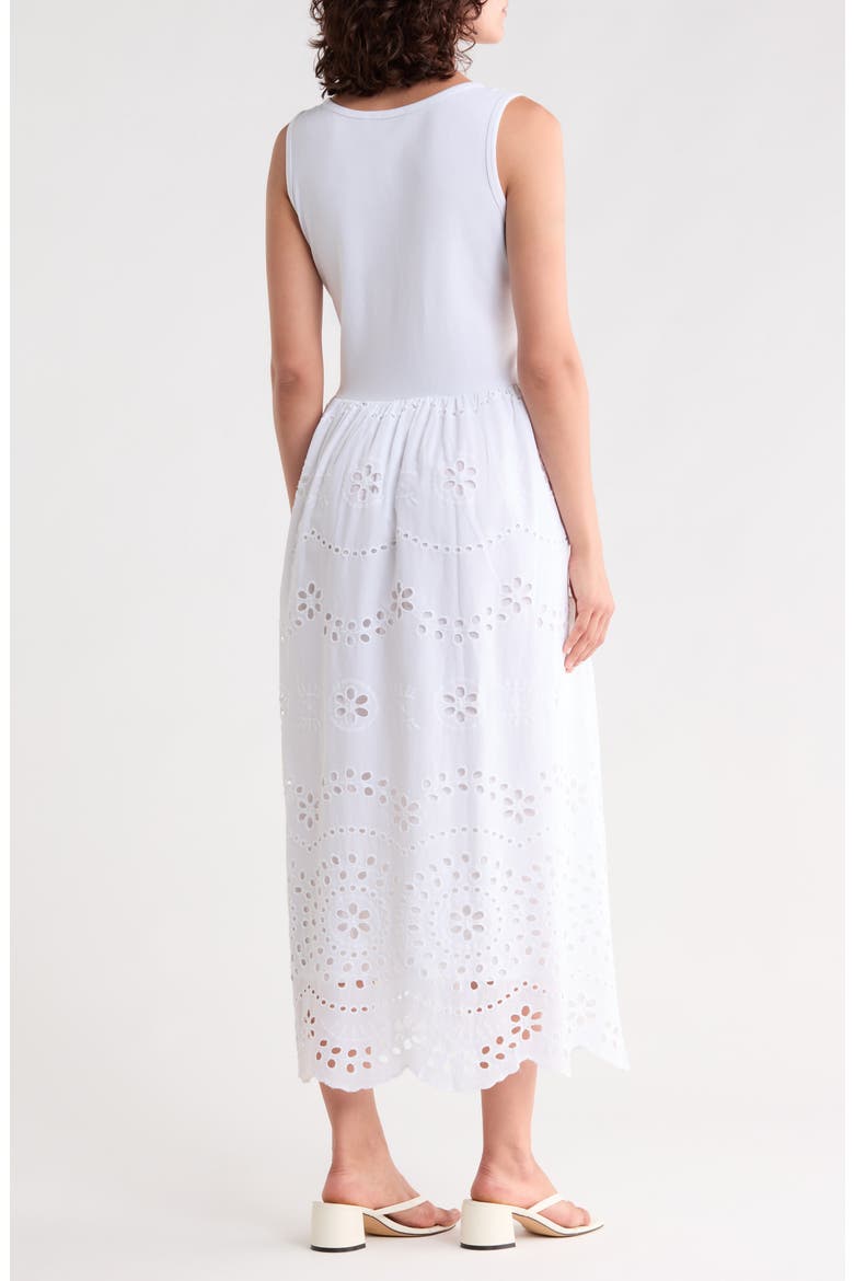 Eyelet Embroidered Twofer Dress, Alternate, color, WHITE