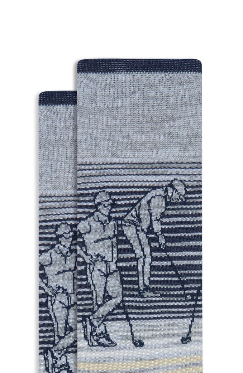 Bugatchi Golfer Stripe Mercerized Cotton Blend Dress Socks, Alternate, color,
