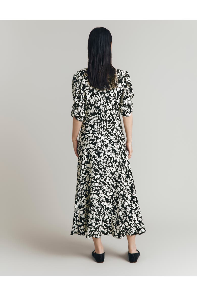 Madi Crepe Floral Midi Dress, Alternate, color, Mono Floral