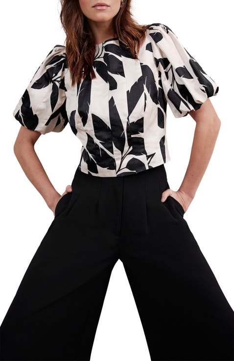 Neutral Palm Print Top