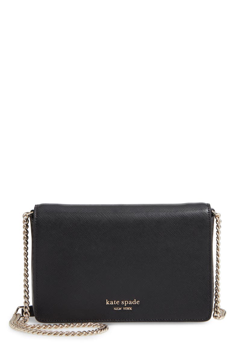 spencer leather wallet on a chain, Main, color, BLACK