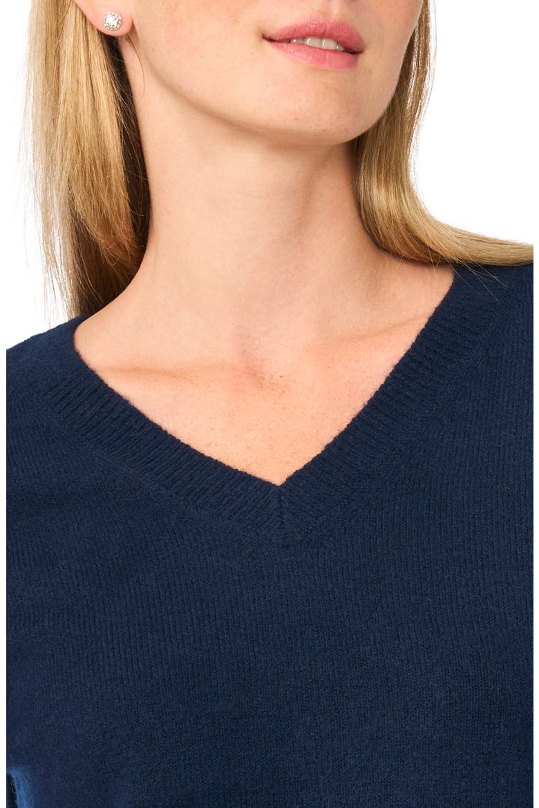V-Neck Short Sleeve Sweater, Alternate, color, CLASSIC NAVY