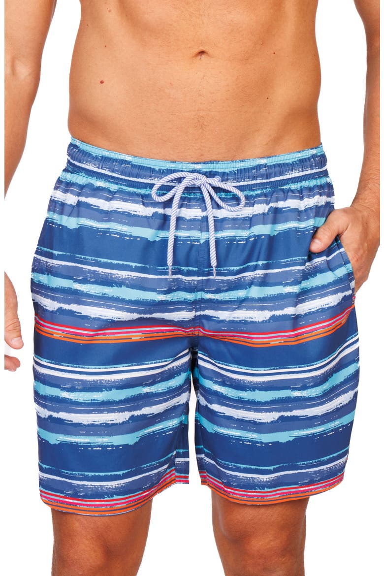 Abstract Stripe Swim Trunks, Main, color, BLUE MULTI