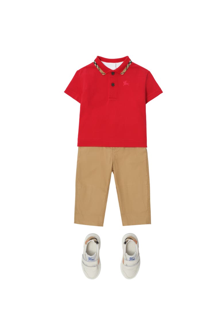 Check Collar Cotton Polo Shirt, Alternate, color, Bright red
