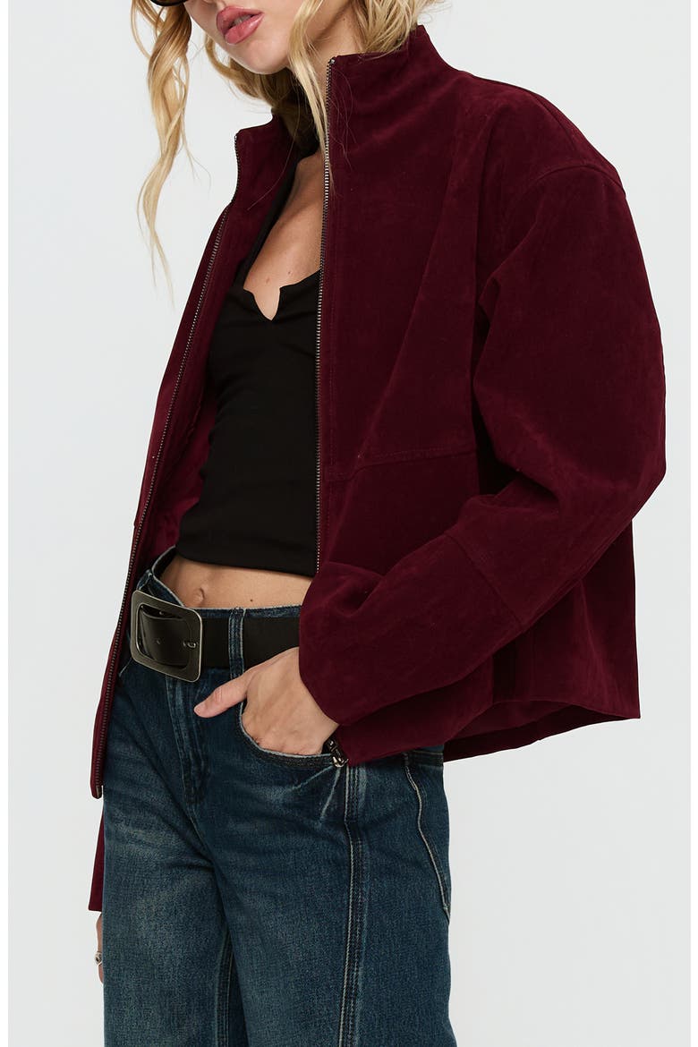 Jessalynn Faux Suede Full Zip Jacket, Alternate, color, BURGUNDY