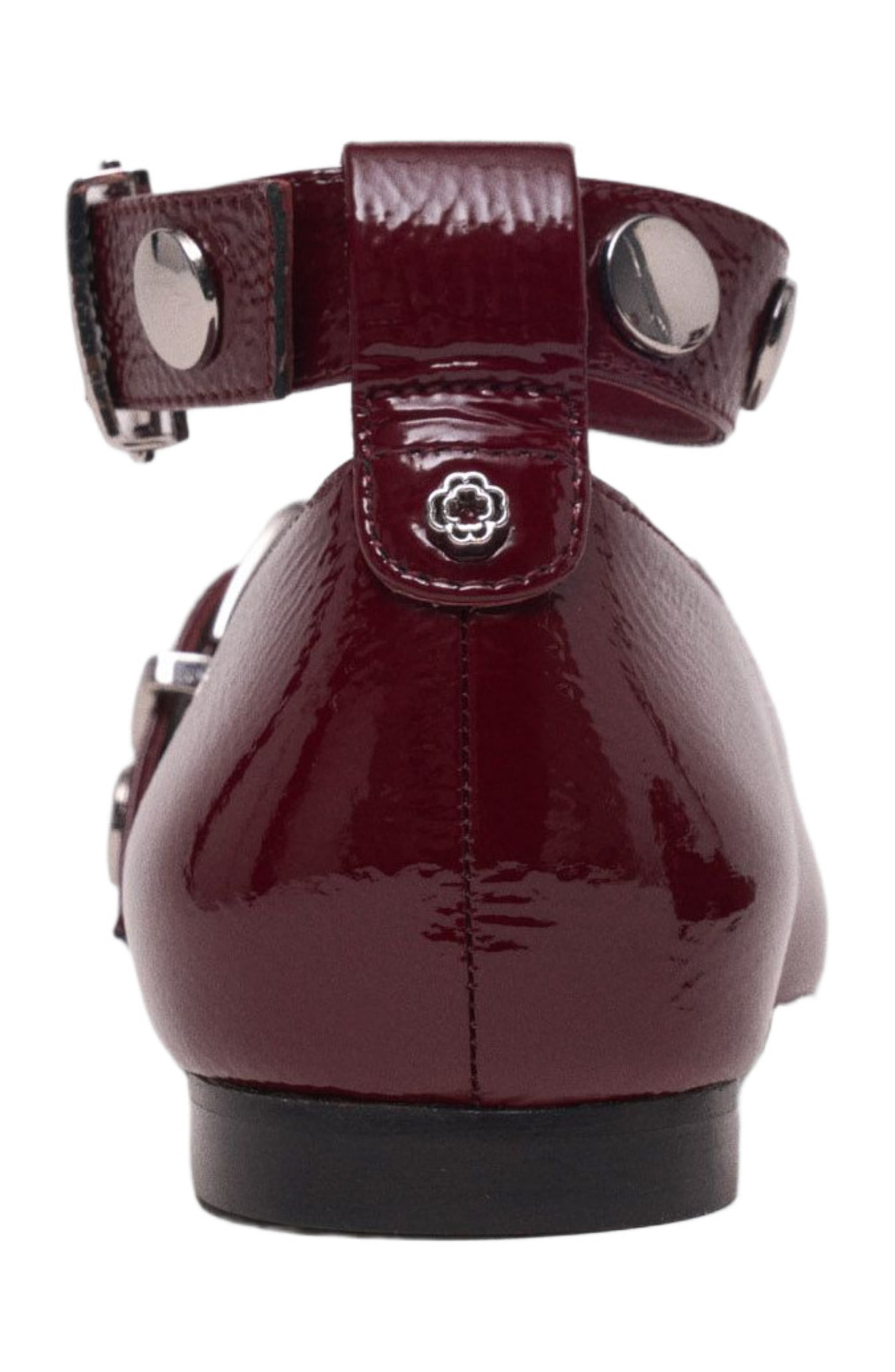 maje Studded leather Mary Jane flats, Alternate, color, Burgundy