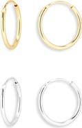 Argento Vivo Sterling Silver Set of 2 Two-Tone Sterling Silver Hoop Earrings