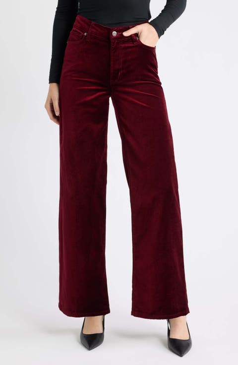 Le Slim Palazzo Velveteen Pants