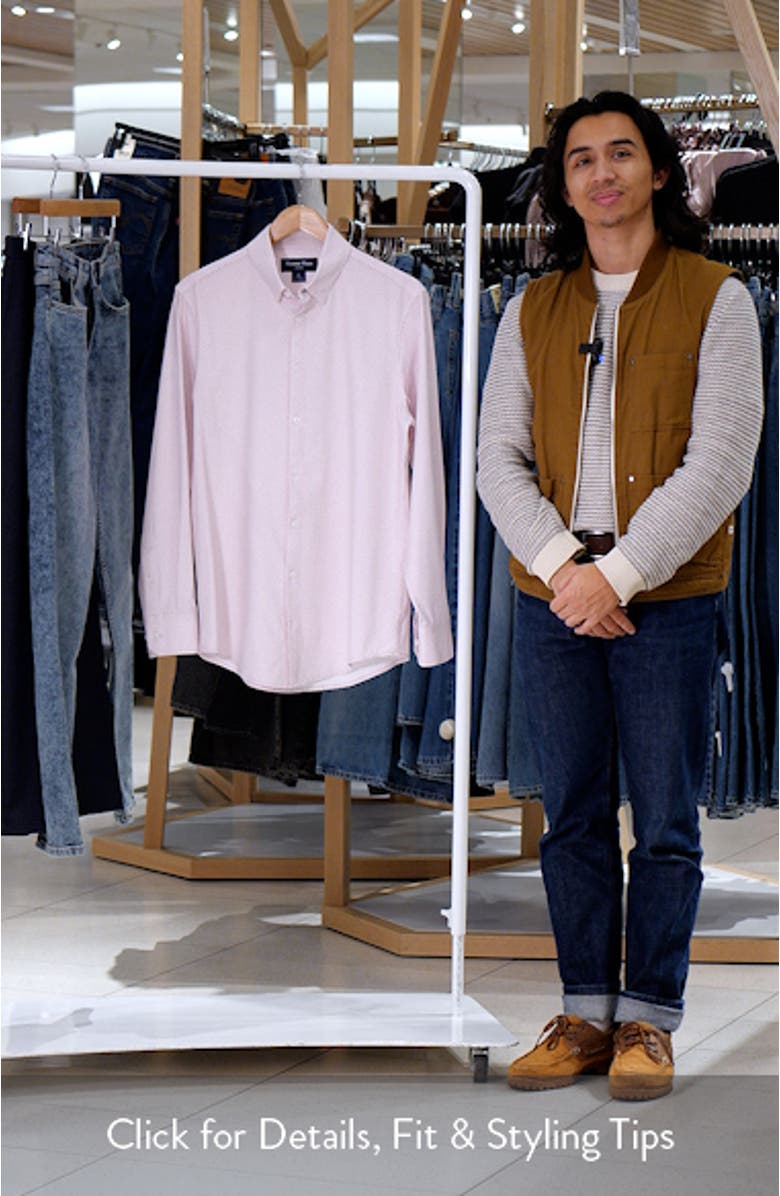 Leeward Trim Fit Geo Print Performance Button-Up Shirt, sales video thumbnail