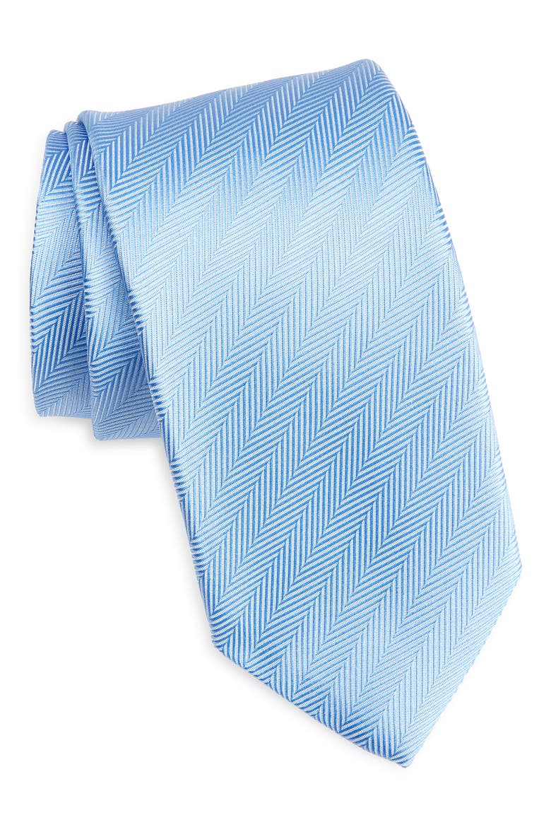 Herringbone Jacquard Silk Tie, Main, color, SKY