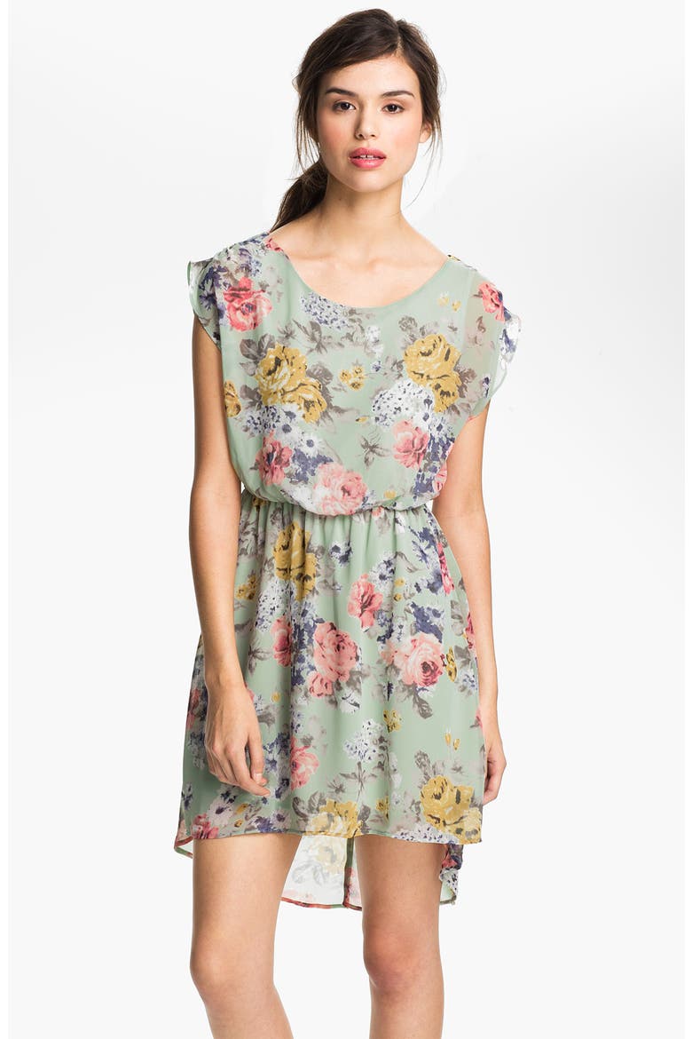 Dakota' Chiffon Dress, Main, color, MINT FLORAL