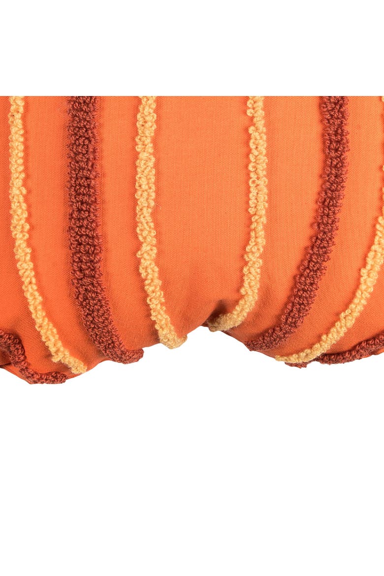 Botanical Pumpkin Shaped Hooked Accent Throw Pillow 18" x 18", Alternate, color, Orange