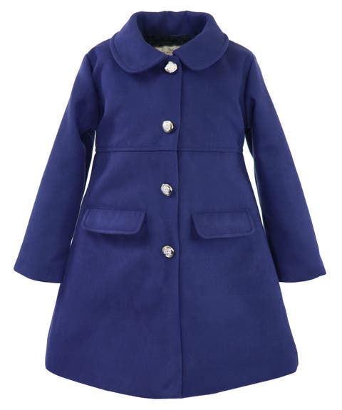 Faux Wool Pleated Snap Front Coat (Toddler, Little Kid & Big Kid)