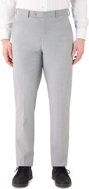 Victor Emmanuel Vince Flat Front Small Check Stretch Dress Pants