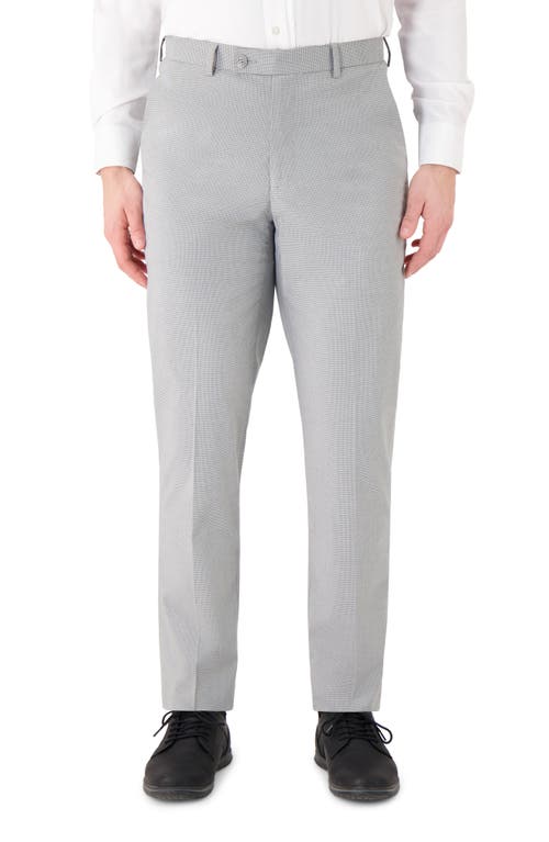 Victor Emmanuel Vince Flat Front Small Check Stretch Dress Pants In Gray