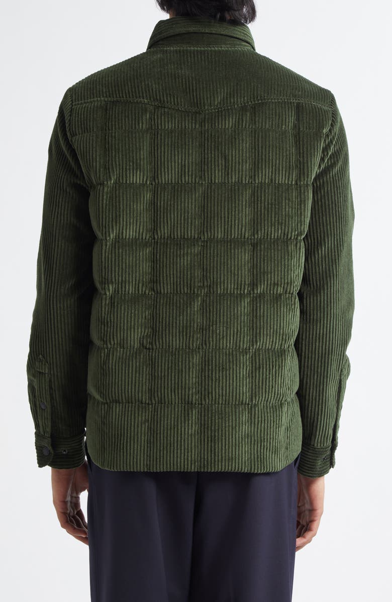 Moncler Gelt Corduroy Puffer Down Shirt Jacket, Alternate, color, Thyme