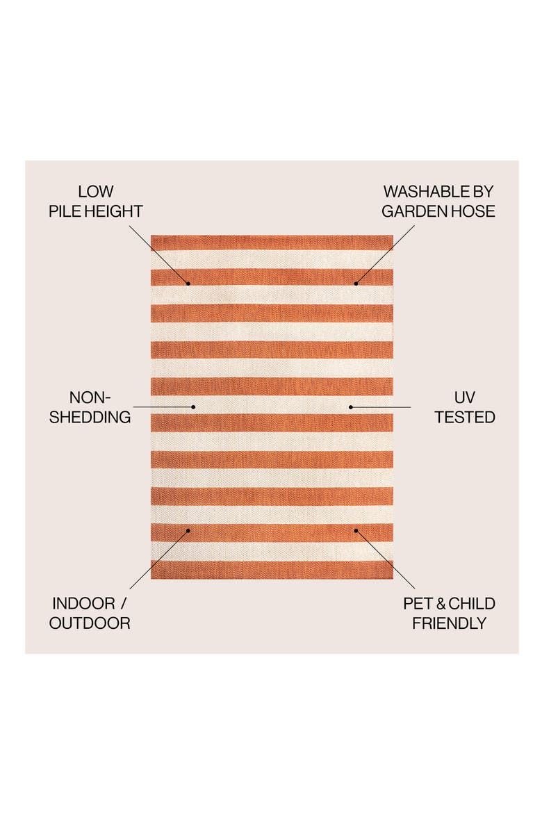Negril Two-Tone Wide Stripe Indoor/Outdoor Area Rug, Alternate, color, Orange/Beige