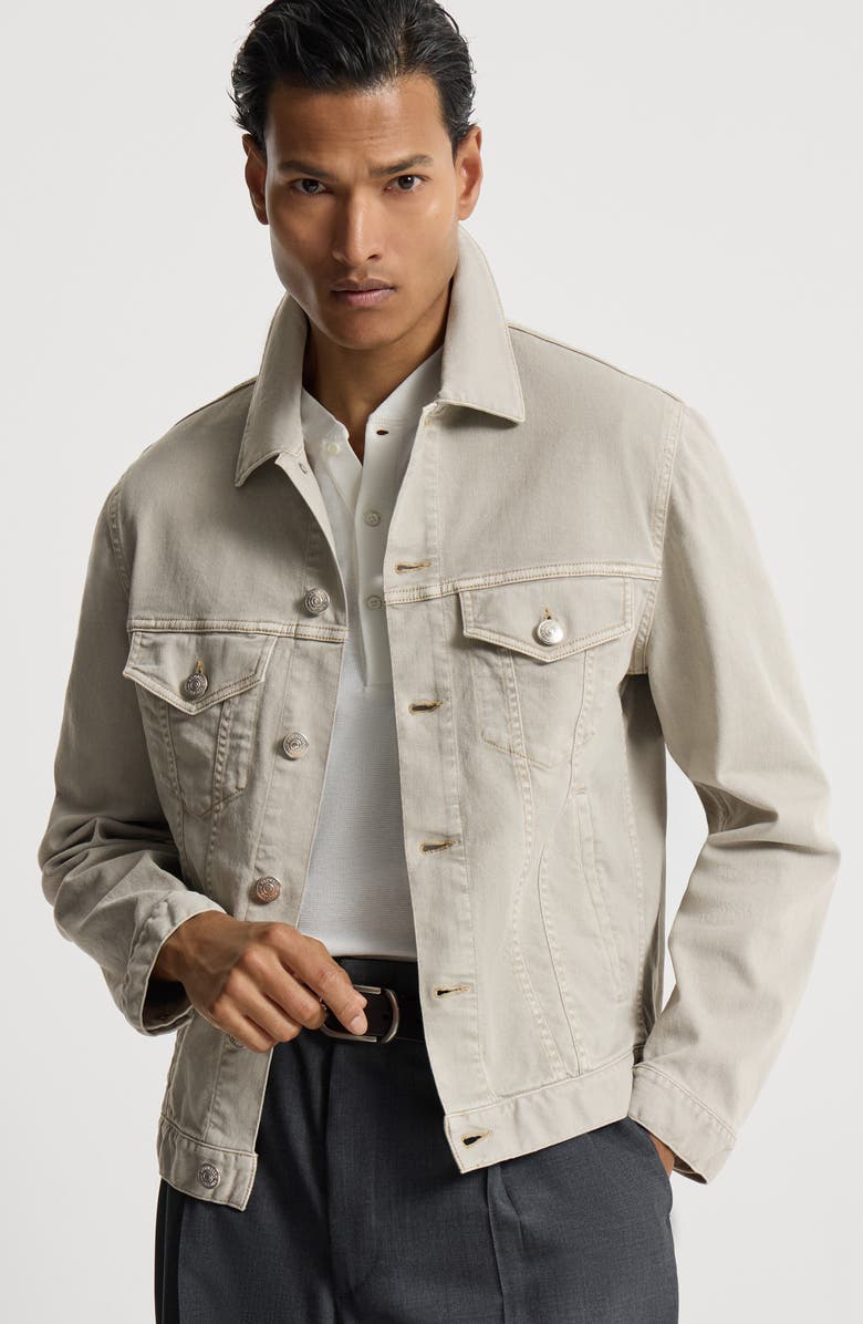 Brunello Cucinelli Denim four-pocket jacket, Alternate, color, Khaki