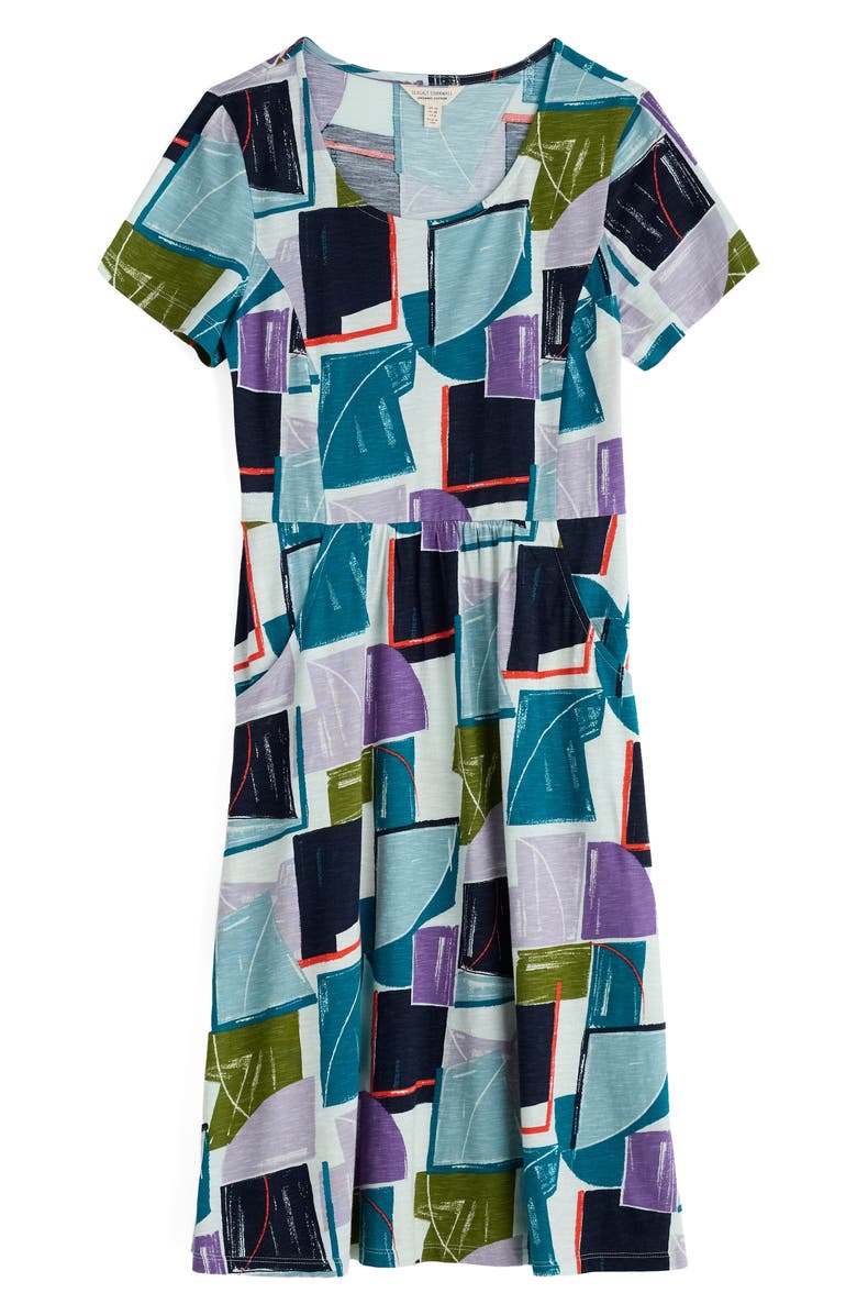 Seasalt Cornwall Enor Print Organic Cotton Fit & Flare Dress, Alternate, color, Block Shapes Mix