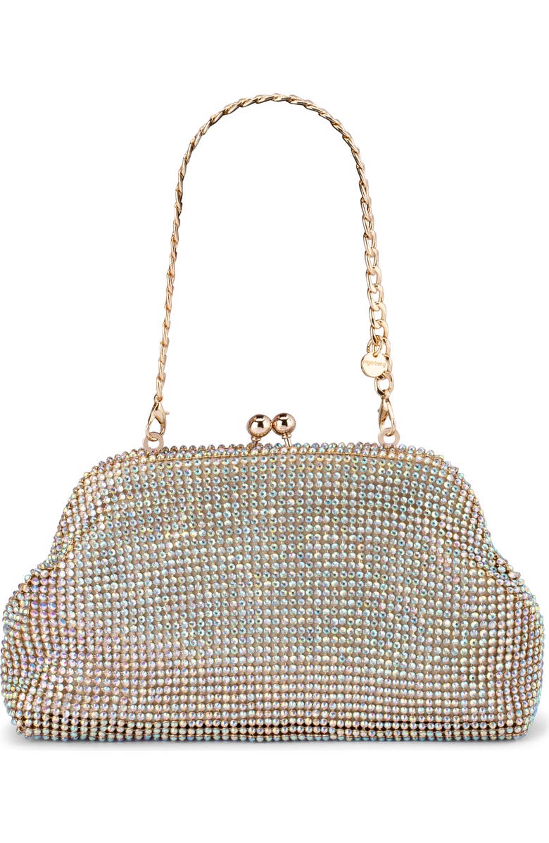 Olga Berg Ela Crystal Mesh Frame Clutch, Main, color, Rainbow