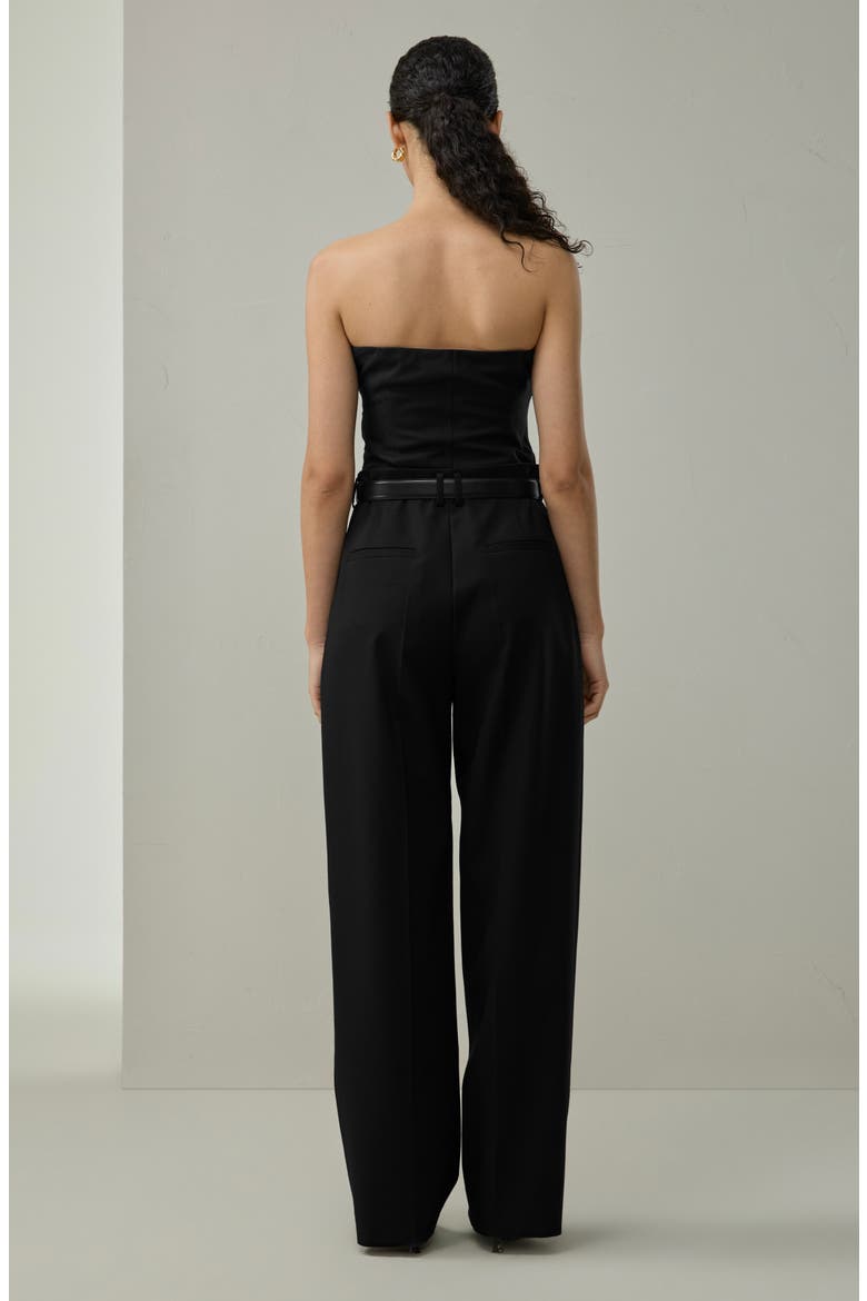 Box Pleated Silk-Wool Trouser, Alternate, color, Black