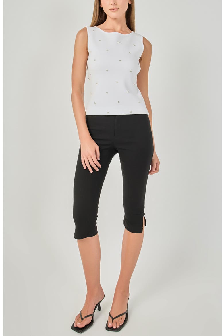Jewel Embellish Sleeveless Top, Alternate, color, WHITE