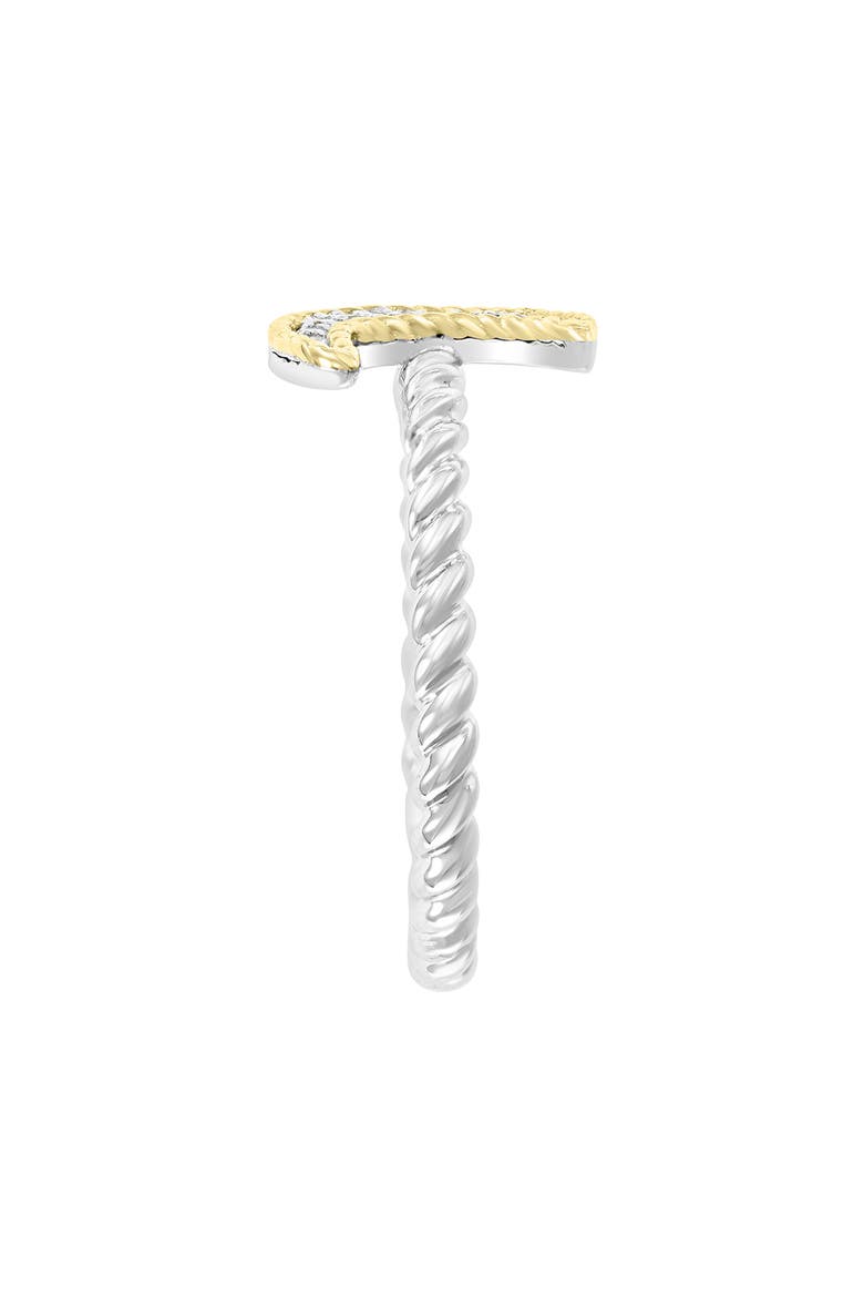 Two-Tone Moon Diamond Ring - Size 7 - 0.06ctw, Alternate, color, WHITE