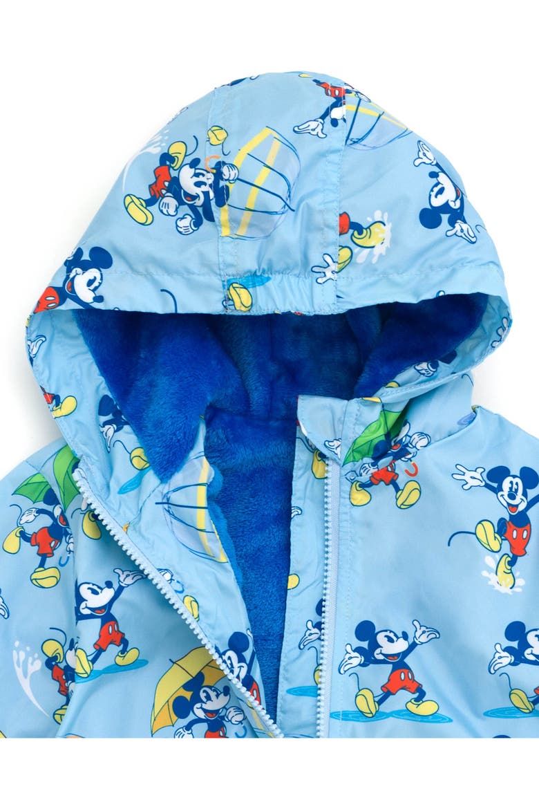 Mickey Mouse Fleece Hooded Rain Jacket, Alternate, color, Mickey Light Blue