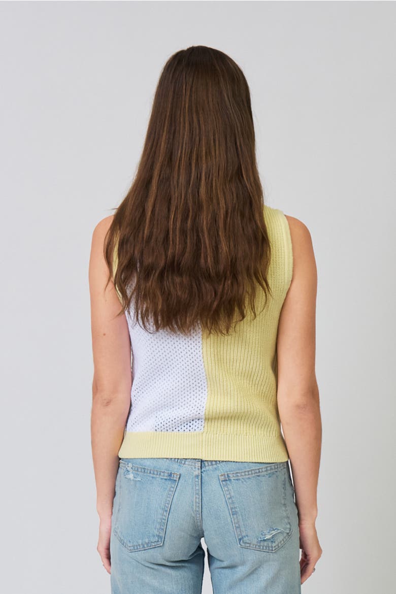 Birdie Two Toned Whipstitch Shell, Alternate, color, YELLOW / WHITE