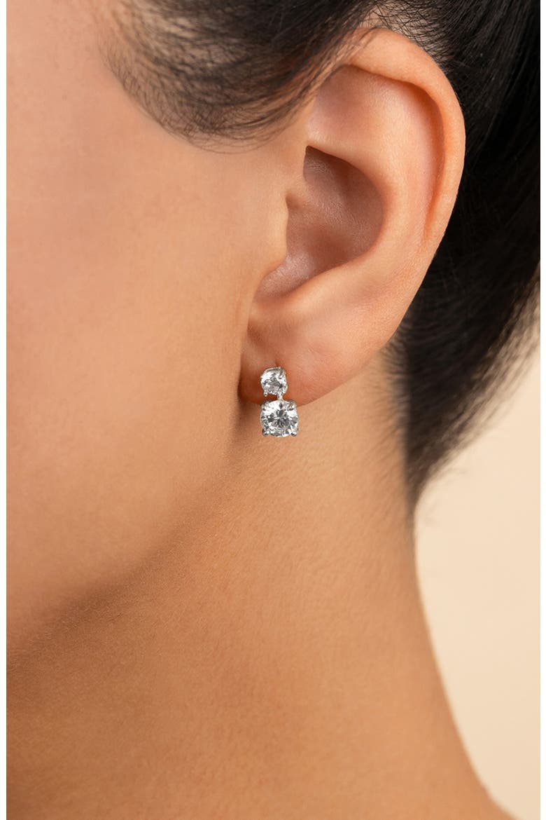 Galatea Brilliant Cubic Zirconia Drop Earrings, Alternate, color, SILVER