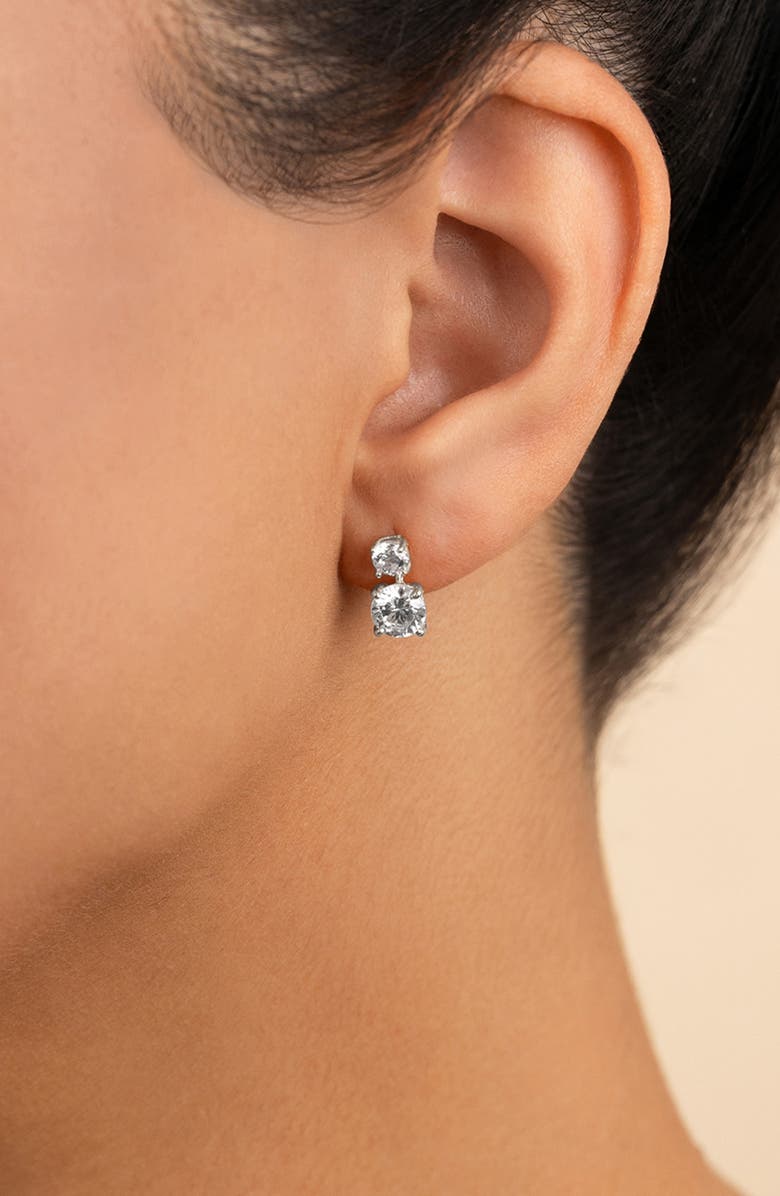 Sterling Forever Galatea Brilliant Cubic Zirconia Drop Earrings, Alternate, color, Silver